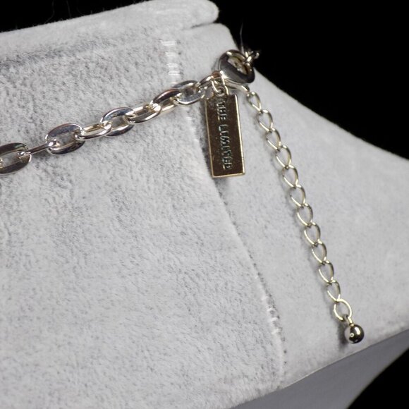 Vintage The Limited Faux White Pearl Shaky Necklace Two-Tone Clear Crystal Beads - Picture 2 of 9